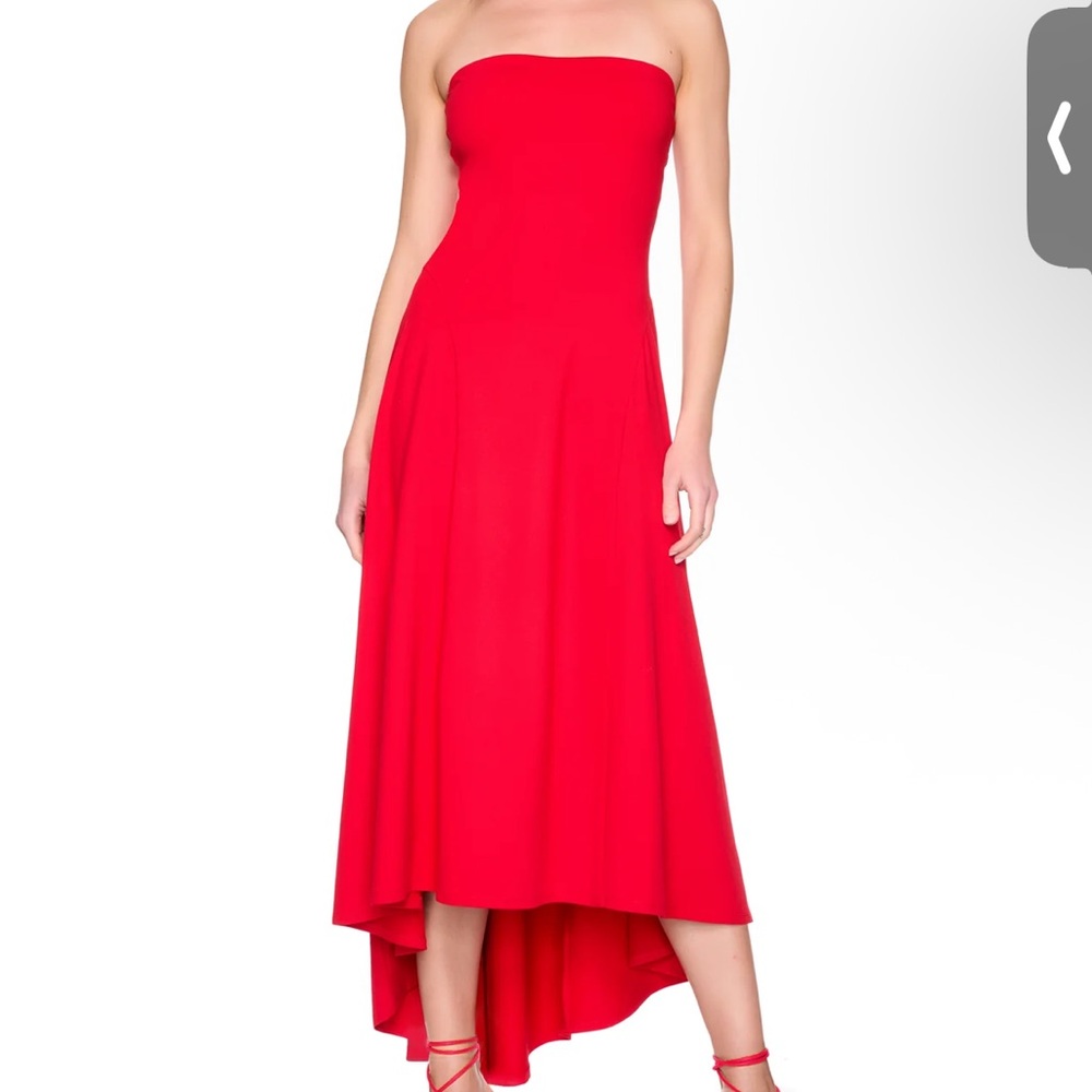 Susana Monaco Red Asymmetrical Strapless Sundress